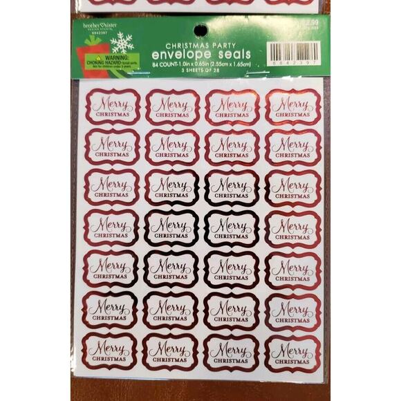 2 Sets 2012 Merry Christmas Envelope Seals Stickers Brother Sister Design Studio - Picture 2 of 4